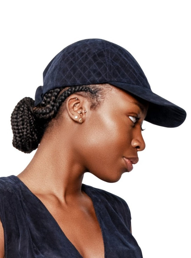 Quilted Cupro Cap - Navy