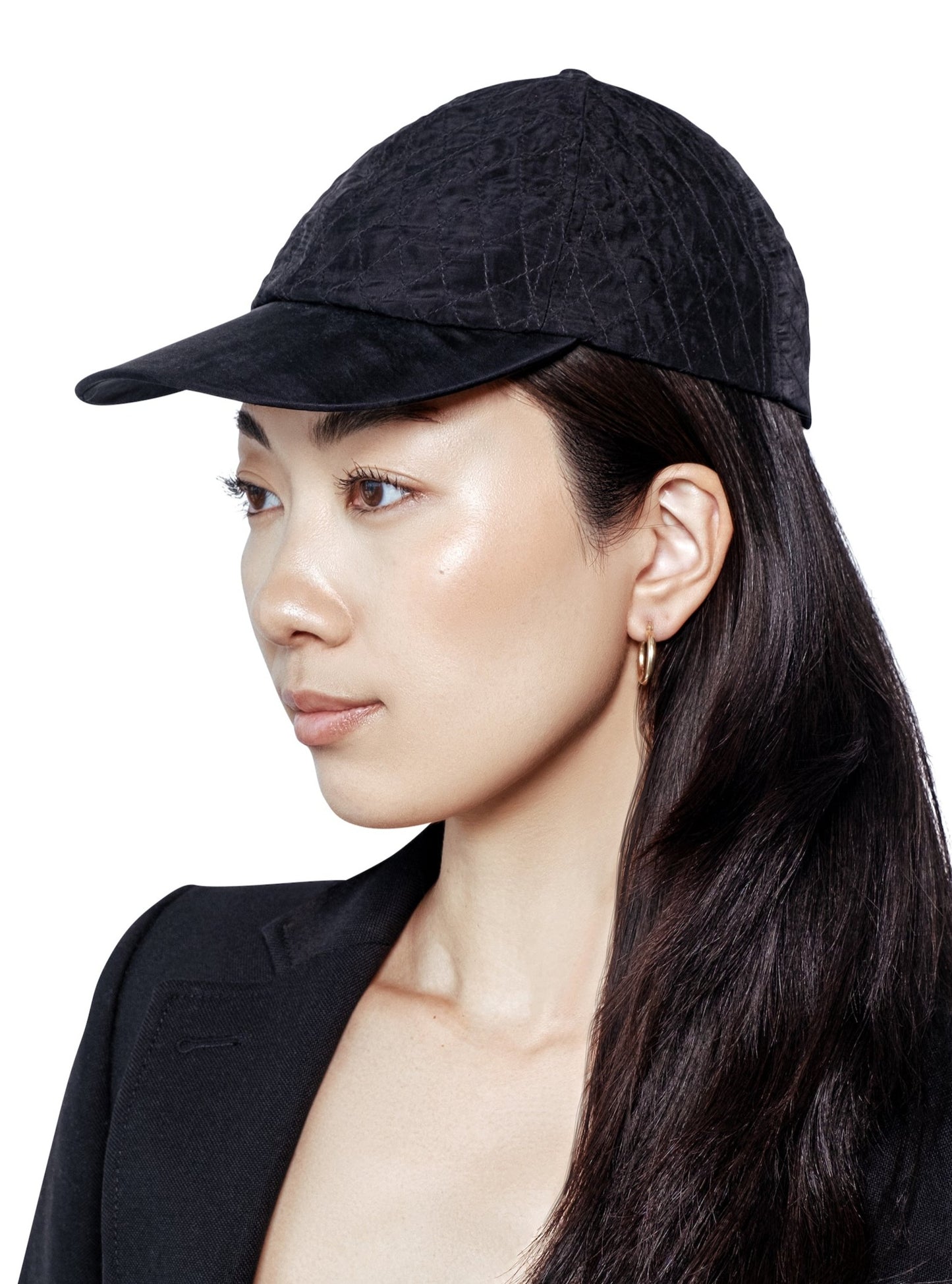 Quilted Cupro Cap - Black