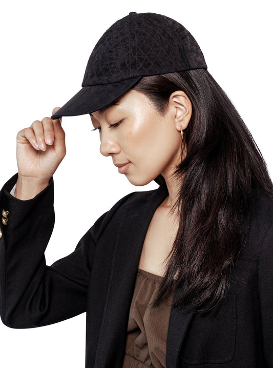 Quilted Cupro Cap - Black