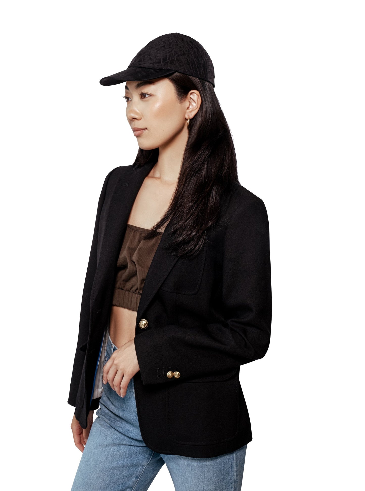 Quilted Cupro Cap - Black