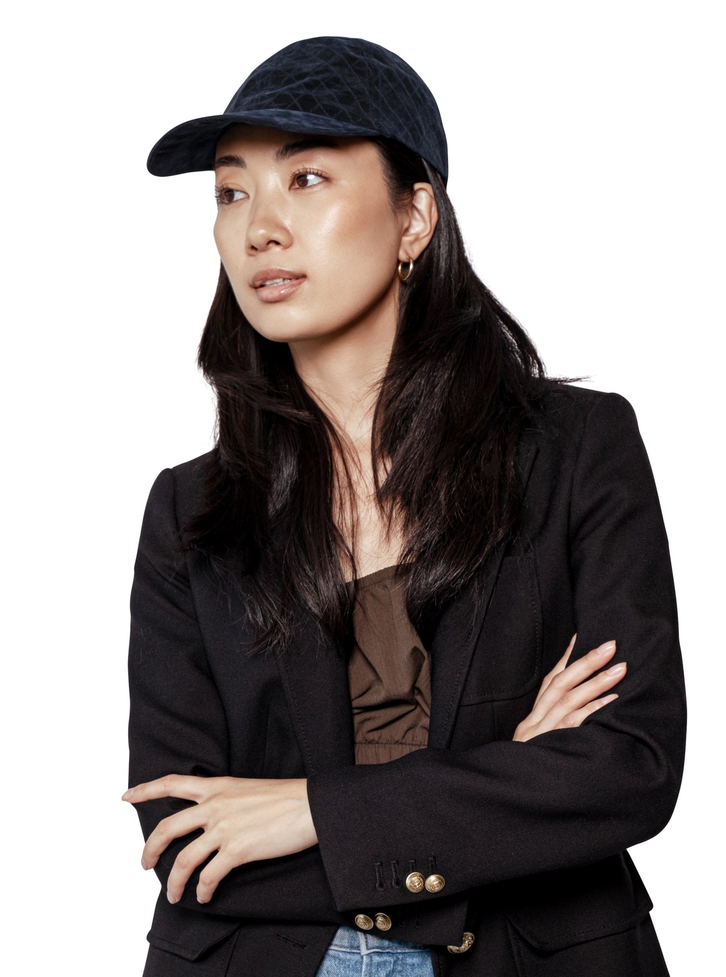 Quilted Cupro Cap - Navy