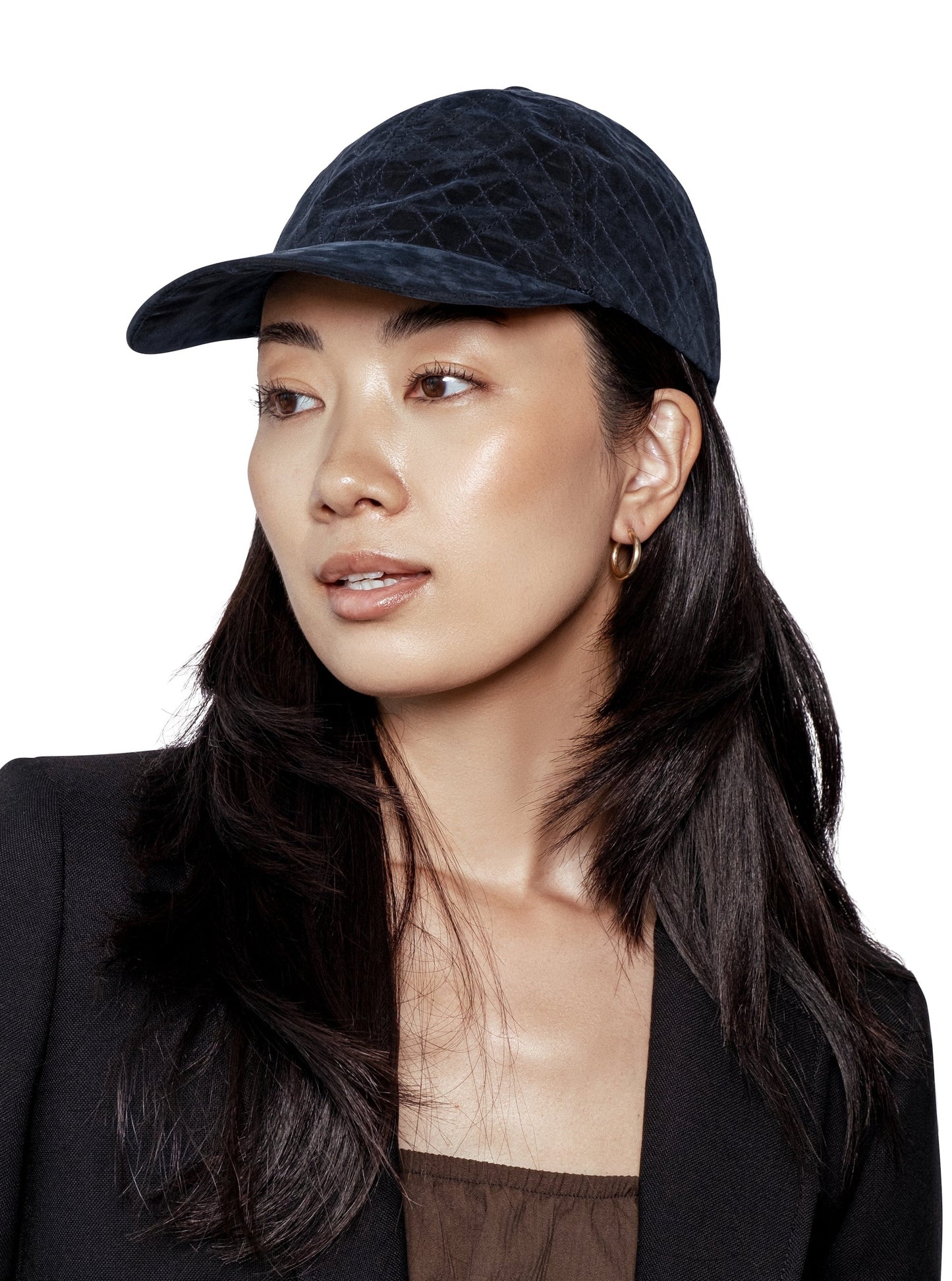 Quilted Cupro Cap - Navy