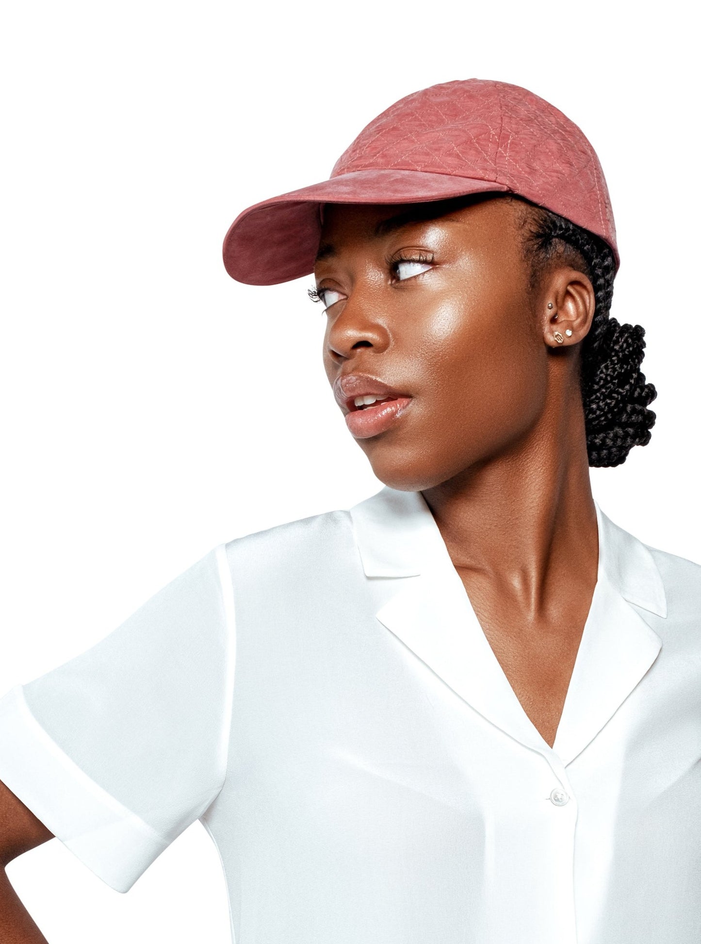 Quilted Cupro Cap - Rose