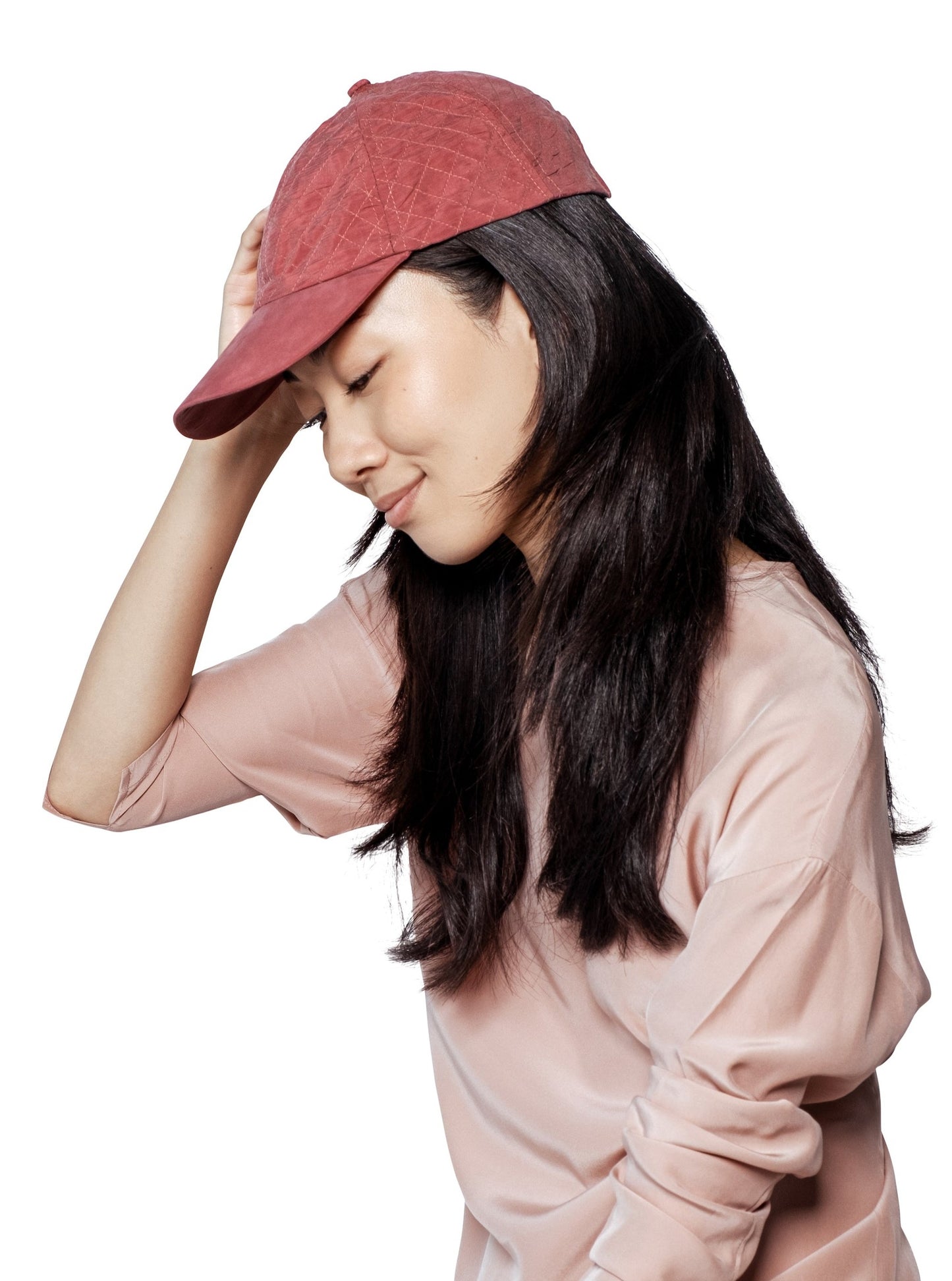 Quilted Cupro Cap - Rose