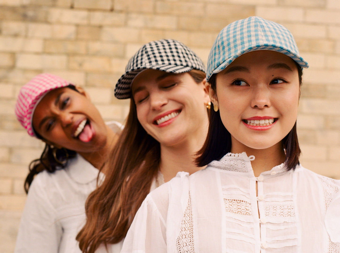 Linen Gingham Cap - Black