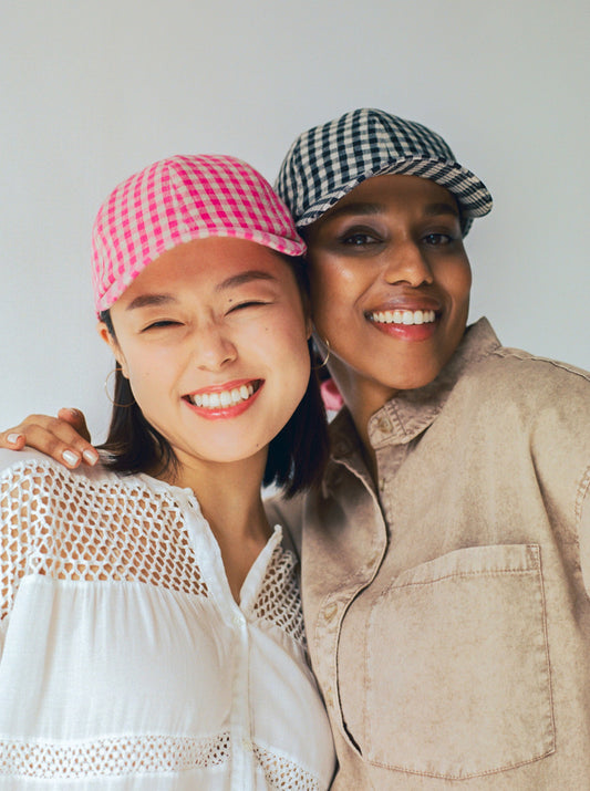 Linen Gingham Cap - Pink