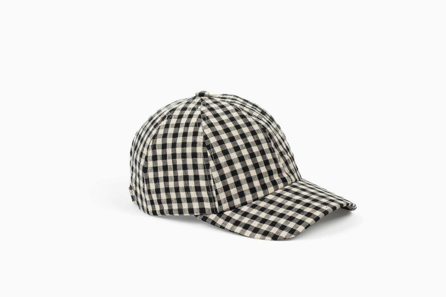 Linen Gingham Cap - Black