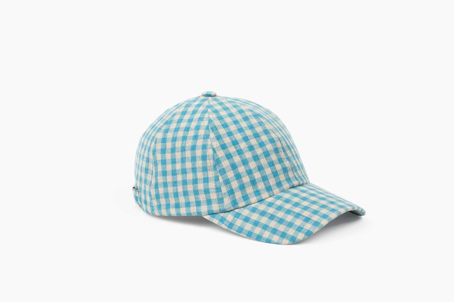 Linen Gingham Cap - Blue