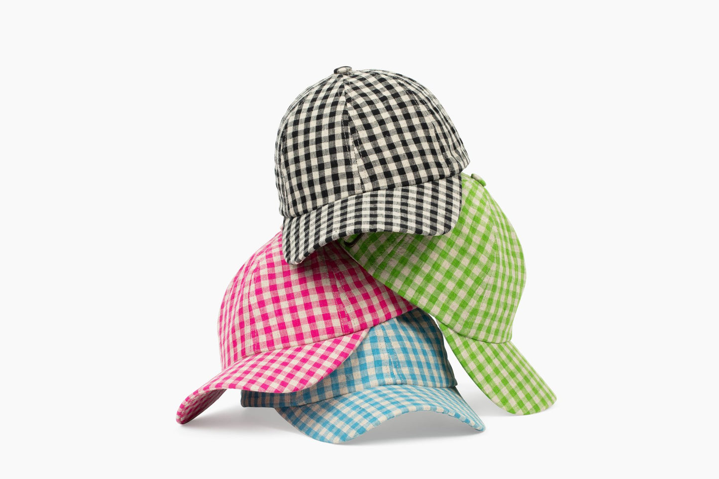 Linen Gingham Cap - Black