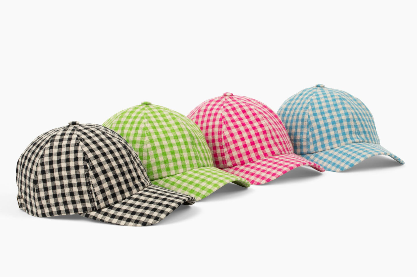 Linen Gingham Cap - Blue