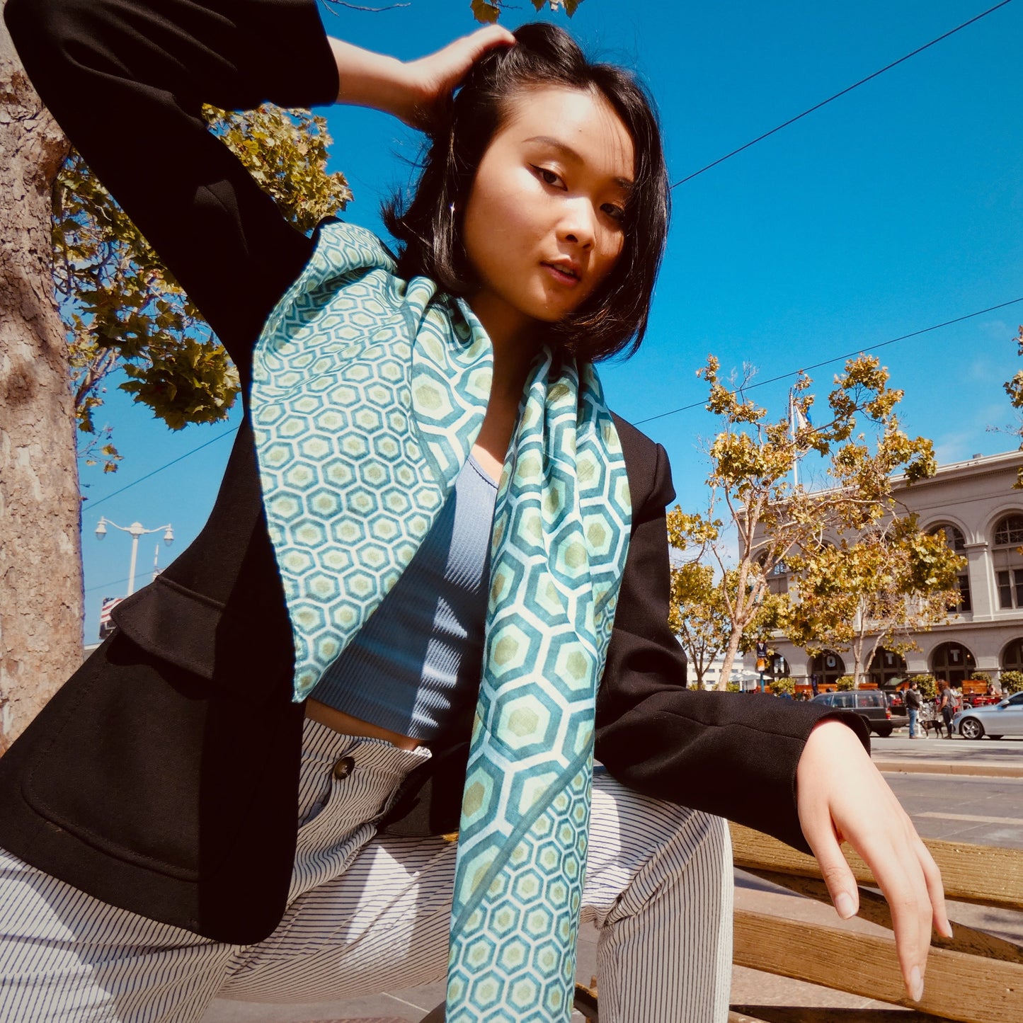 Honeycomb Scarf - Green